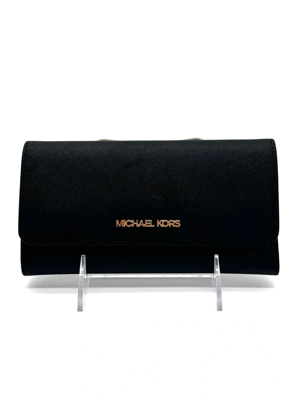Michael Kors Large Jet Set Travel Trifold Wallet - Black/Gold